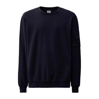 C.P. Company Sweatshirts, male, Blue, Size: M Light Fleece Crew Sweatshirt