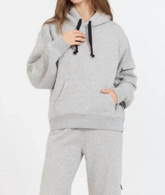 Vintage Havana Contrast Zipper Hoodie In Pure Grey