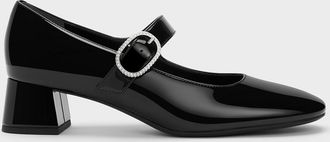 Charles & Keith Jannie Patent Crystal-Buckle Mary Jane Pumps