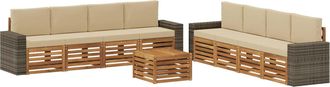vidaXL Conjunto De Sof&aacute;s De Exterior 9 Uds. Natural Y Beige Vidaxl