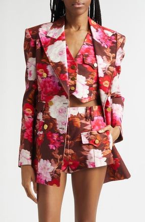 Zimmermann Luna Print Drill Jacket in Chocolate Rose at Nordstrom, Size 3