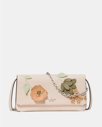 Kate Spade New York Womens Ivy Floral Crossbody Bag - Pink Leather - One Size