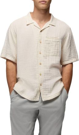 Prana Hideaways Organic Cotton Camp Shirt in Beach Pebble at Nordstrom, Size Xx-Large