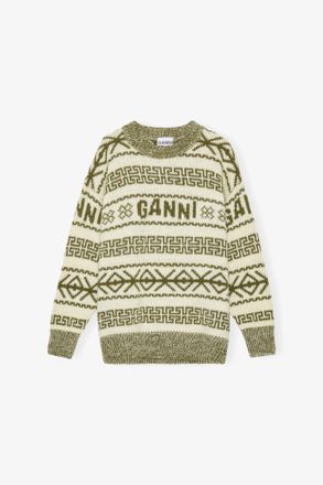 Ganni Green Wool Pullover - Size XXS Organic