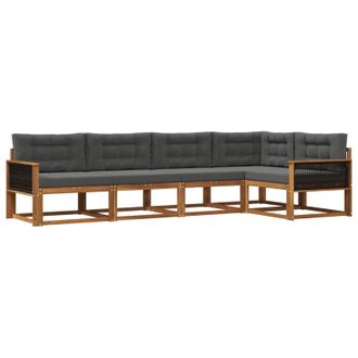 vidaXL Conjunto De Sof&aacute;s De Exterior 5 Pcs Natural Y Antracita Vidaxl