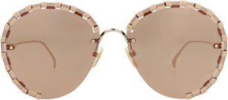 Chlo&eacute; Round-Frame Metal Sunglasses