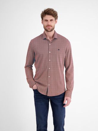 Lerros Karohemd LERROS LERROS Langarmhemd mit Minimal-Karomuster, Herren, Gr. XL, Normalgr&ouml;ssen, rot (scandinavian rot), 100% Baumwolle, Hemden Karohemd