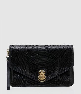 CLARIS VIROT Pochette Alicia Python Noir