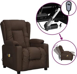 Les Tendances Sill&oacute;n De Masaje El&eacute;ctrico Cuero Sint&eacute;tico Marr&oacute;n Vidaxl