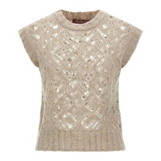 Max Mara Albero Vest - Dames - Truien - Beige - Maat: S Wol
