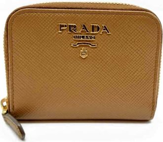 Prada Brown Leather Coin Purse/Coin Case (Pre-Owned)