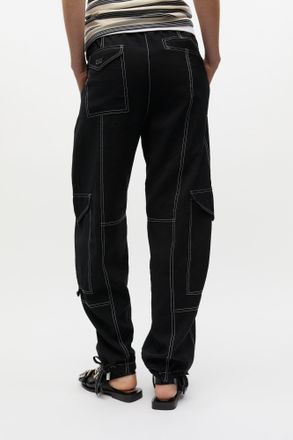 Ganni Black Light Slub Pocket Trousers