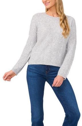 CeCe by Cynthia Steffe Sequin Cable Stitch Sweater in Silver Hthr at Nordstrom Rack, Size Xx-Large