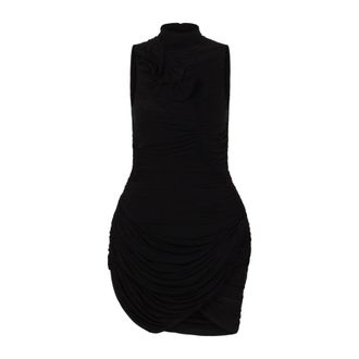 Magda Butrym Party Dresses, female, Black, Size: XS High-neck Draped Mini Dress