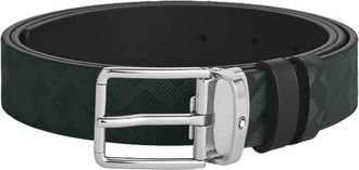 Montblanc British Green and Black 30mm Reversible Leather Belt