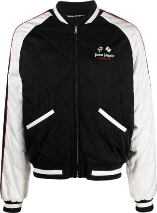 Palm Angels Racing Souvenir bomber jacket - unisex - Polyester/Cupro/Cupro/Cotton/Acrylic/Elastane/Wool/Polyester - L - Black