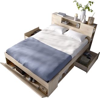 Vente-Unique Vente-unique - Dekit Lanka - Cama Compacta Para Dormitorio - Natural - 95 X 149.6 X 218.5 Cm