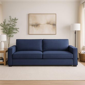 Dmora Talamo Italia - Sof&aacute; Fijo Manuela, Gran Sof&aacute; De 2 Plazas, 100% Made In Italy, Sof&aacute; De Sal&oacute;n En Tela, Con Reposabrazos Est&aacute;ndar, Cm 200x95h90, Azul, Co