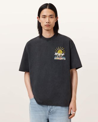 AllSaints Cove Crayon Graphic Oversized T-Shirt