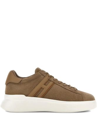 Hogan H580 logo-appliqu&eacute; sneakers - men - Calf Suede/Fabric/Rubber - 6,5 - Brown