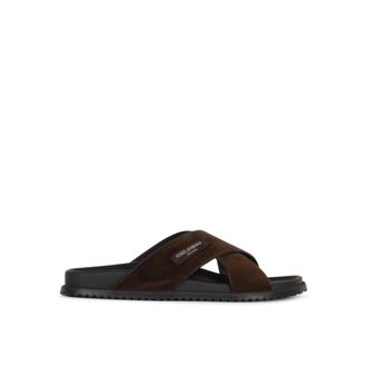 Dolce & Gabbana Sliders - male - Dolce & Gabbana - Sliders - Brown - 10 UK - Shoes