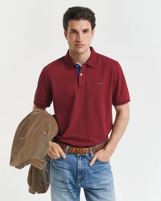 GANT Men Contrast Piqu&eacute; Polo Shirt (L) PLUMPED RED