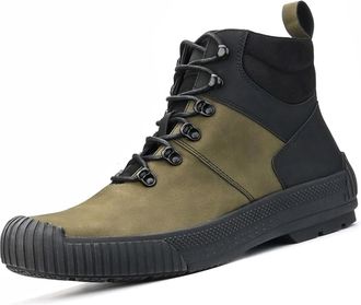 Generic Mens Ankle Boots Fashion Lace-Up Casual Waterproof Zipper Chukka Boots for Men,Black,7 UK