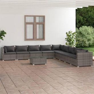 vidaXL Furniture Limited - Set De Muebles De Jard&iacute;n 10 Pzas Y Cojines