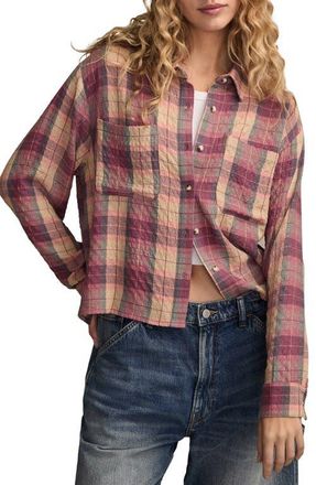 Lucky Brand Plaid Crop Button-Up Shirt in Pink Multi Plaid at Nordstrom, Size Xx-Large Regular