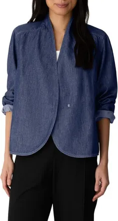 Eileen Fisher Organic Cotton Curved Front Jacket in Dark Indigo at Nordstrom, Size X-Small