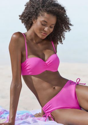 Venice Beach Bandeau-Bikini-Top VENICE BEACH Lucky, Damen, Gr. 32, Cup A, pink, Recycling-Polyamid, Strukturmuster, Bikini-Oberteile Bandeau-Bikini-Top, aus geripp