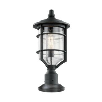 Loops Outdoor IP44 1 Bulb Wall Ground Pedestal Light Distressed Black LED E27 60W