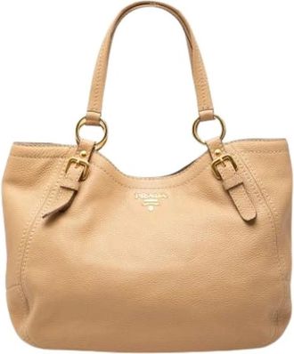 Prada Pre-owned Vintage Tote Bag - Dames - Vintage Shopper - Beige - ONE Size - Leer - Vintage