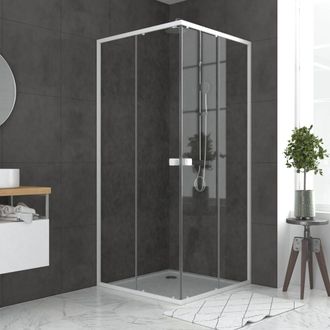 Aurlane Aurlane - Puertas De Ducha Angular Blanca Extensible 78 A 90x185cm+ Plato 80x80-whity