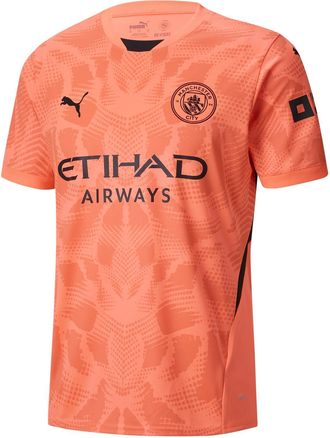 Puma Mens Manchester City FC 2024/25 Soccer Goalkeeper Shirt - Orange - Size: S