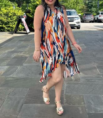 Apricot High-Low Shirt Mini Dress In Blue
