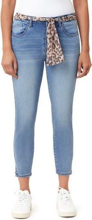 Kensie Belted Mid Rise Skinny Cropped Jeans in Pellegrini Leopard at Nordstrom Rack, Size 12