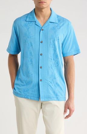 Tommy Bahama Palm Fresco Beach IslandZone Button-Up Camp Shirt in Campanula at Nordstrom, Size Xxx-Large