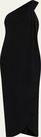 Ronny Kobo Xaden Draped One-Shoulder Crepe Maxi Dress
