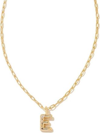 Kendra Scott Womens Crystal Letter E Short Pendant Necklace In Gold White