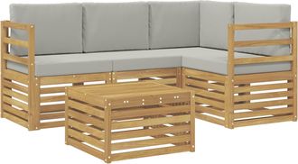 vidaXL Conjunto De Sof&aacute;s De Exterior 5 Uds. Blanco Y Gris Claro Vidaxl