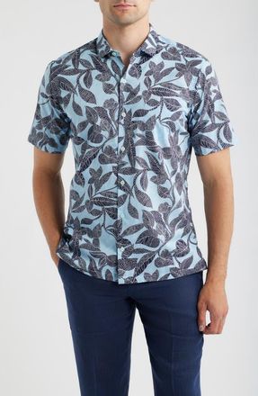 Tori Richard Branching Out Short Sleeve Button-Up Shirt in Sky Blue at Nordstrom, Size Xx-Large