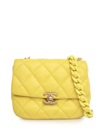 Chanel 2021-2025 Mini Quilted Lambskin Candy Chain Flap crossbody bag - Yellow