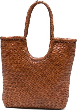 Dragon Diffusion Brown Diagonal Shopping Bag In Leather