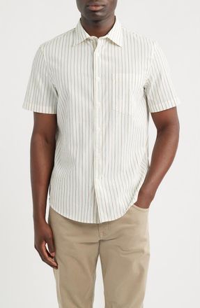 Nordstrom Cotton Blend Seersucker Button-Up Shirt in White Samuel Stripe at Nordstrom, Size Xxx-Large