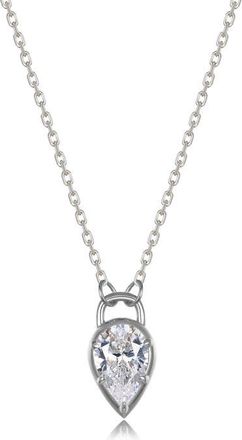 Lafonn Pear Lock Pendant Necklace in Silver at Nordstrom, Size 20