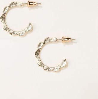 Fat Face FatFace Gold Tone Scallop Hoop Earrings