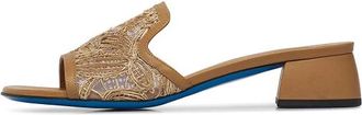 Loriblu Raffia Geborduurde Kalfsleren Muiltje - Dames - Muiltjes - Bruin - 37 EU - Leer - Schoenen