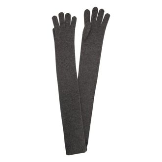 Max Mara Accessoires, unisex, Grijs, ONE Size, Kasjmier, Long Cashmere Glove