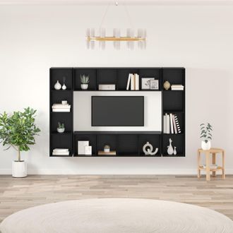 Berkfield Home TV Cabinet 4 pcs Black 37 x 37 x 142.5 cm Engineered wood